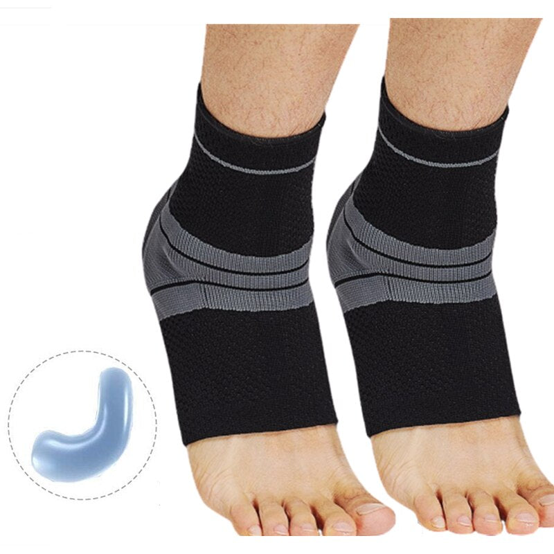 1 Pair Ankle Support Compression Sleeve Swelling Ankle Brace with Silicone Gel Joint Pain Relief Sprain Foot Plantar Fasciitis