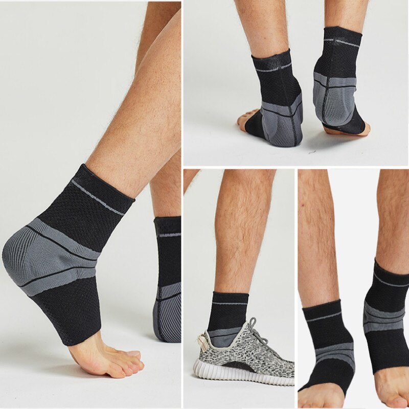 1 Pair Ankle Support Compression Sleeve Swelling Ankle Brace with Silicone Gel Joint Pain Relief Sprain Foot Plantar Fasciitis