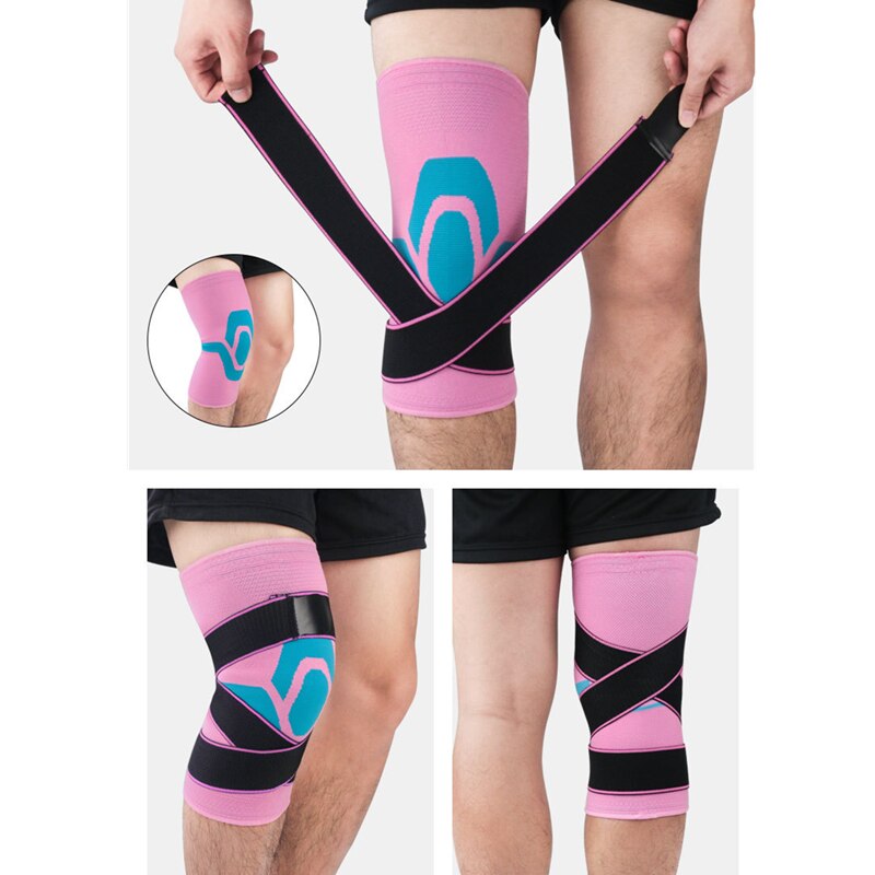 1PCS Knee Compression Sleeve Brace with Strap for Sports Running Basketball Meniscus Tear Arthritis Support Elastic Knee Wraps