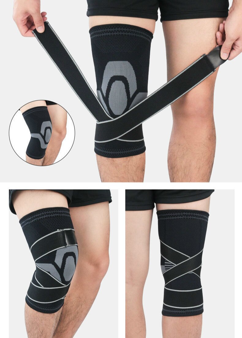 1PCS Knee Compression Sleeve Brace with Strap for Sports Running Basketball Meniscus Tear Arthritis Support Elastic Knee Wraps