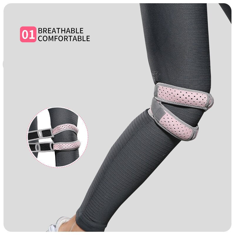 1Pair Women Girls Dual Patella Strap Knee Support Brace Adjustable Sports Knee Pressure Bandage Patellar Tendon Joint Protector