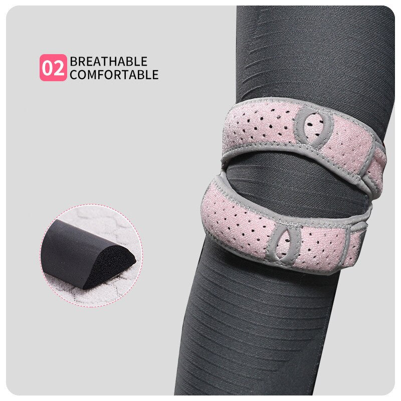 1Pair Women Girls Dual Patella Strap Knee Support Brace Adjustable Sports Knee Pressure Bandage Patellar Tendon Joint Protector