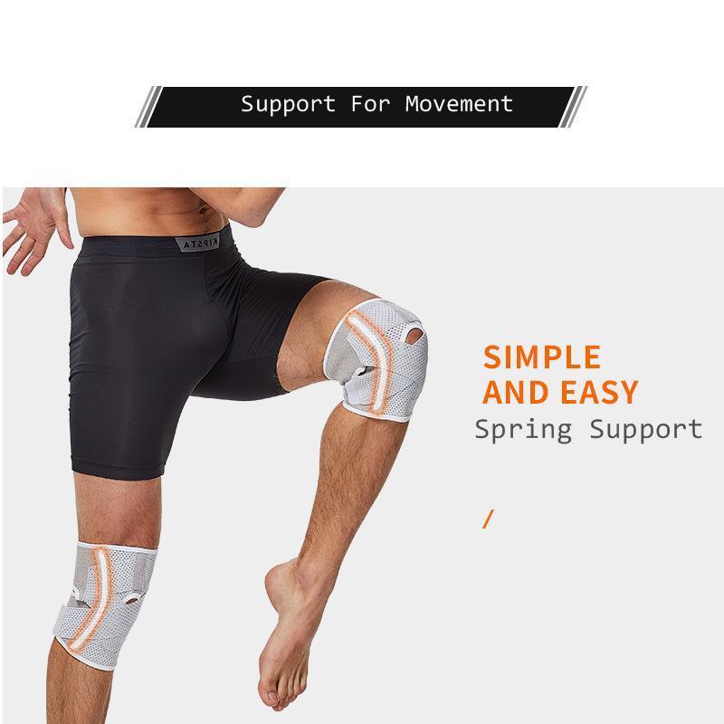 2PC Breathable Knee Bandage Brace Sport Pad Protector with Spring Support Compression Basketball Volleyball Knee Strap Wrap Band